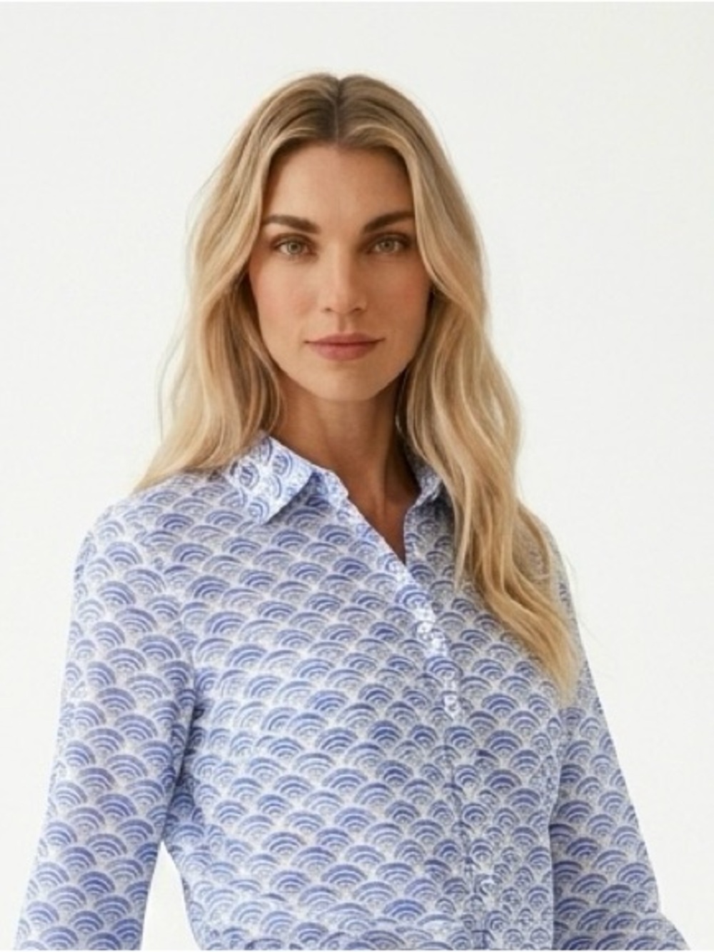 Talbots Purple Patterned Button-Down Shirt - Picture 3 of 6